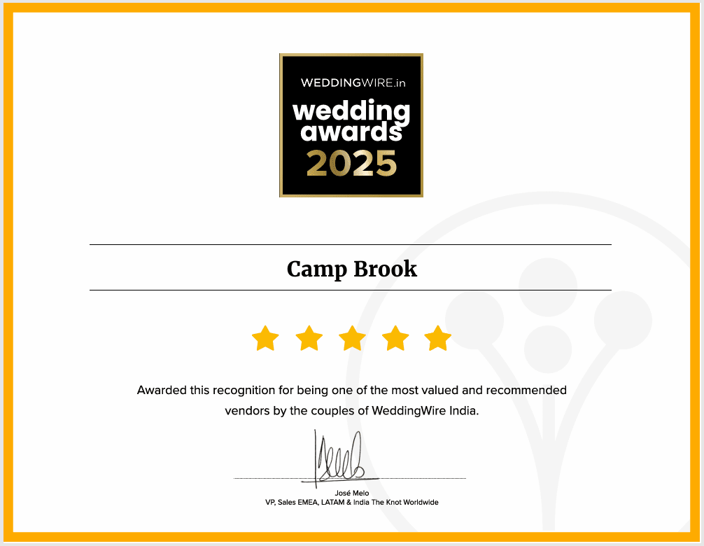 Camp Brook Award by Wedding Wire India